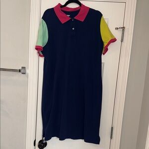 Lands' End Navy and Pink Polo Dress